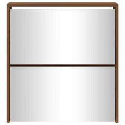 Berkfield Home Shoe Cabinet with Mirror 2-Layer Brown Oak 63x17x67 cm - Size: 63 x 17 x 67 cm - thumbnail 5