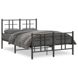 Berkfield Home Metal Bed Frame without Mattress with Footboard Black 120x190cm - Size: 120x190 cm - thumbnail 2
