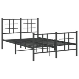 Berkfield Home Metal Bed Frame without Mattress with Footboard Black 120x190cm - Size: 120x190 cm - thumbnail 3