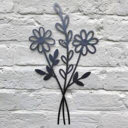 Poppyforge Wildflower Bouquet Wall Art - Bare Metal/Ready to Rust - W30 x H50 cm in Black - thumbnail 1
