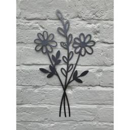 Poppyforge Wildflower Bouquet Wall Art - Bare Metal/Ready to Rust - W30 x H50 cm in Black - thumbnail 2