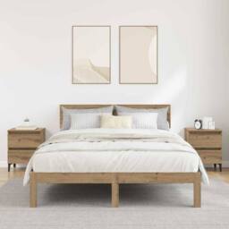 Berkfield Home Modern Bed Cabinets 2 pcs Artisan Oak 40x35x50 cm Engineered Wood in Beige - Size: 40 x 35 x 50 cm - thumbnail 2