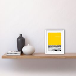"Artery8 Wall Art Print Portobello Edinburgh Scotland Scottish Landmark Yellow Framed Art in White - Size: W7"" x H9""" - thumbnail 2