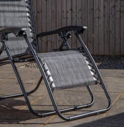 Samuel Alexander Pack of 2 Multi Position Garden Gravity Relaxer Chair Sun Loungers with Sun Canopy in Grey - thumbnail 4