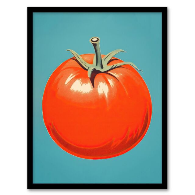 Wee Blue Coo Wall Art Print Simplistic Tomato Red on Blue Retro Minimalist Painting Art Framed - Size: A4 - image 1