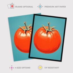 Wee Blue Coo Wall Art Print Simplistic Tomato Red on Blue Retro Minimalist Painting Art Framed - Size: A4 - thumbnail 2