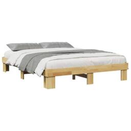 Berkfield Home Beautiful Bed Frame without Mattress 140x190 cm Solid Wood Oak in Brown - thumbnail 5