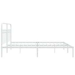 Berkfield Home Metal Bed Frame without Mattress with Headboard White 183x203cm - Size: 183x203 cm - thumbnail 5