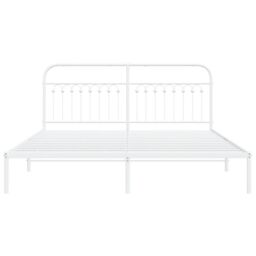 Berkfield Home Metal Bed Frame without Mattress with Headboard White 183x203cm - Size: 183x203 cm - thumbnail 4