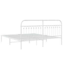 Berkfield Home Metal Bed Frame without Mattress with Headboard White 183x203cm - Size: 183x203 cm - thumbnail 6