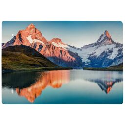 Benjamin Tate Design Fantastic Evening Panorama Of Bachalp Lake Designer Rug in Natural - Size: Large - thumbnail 1