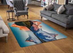 Benjamin Tate Design Fantastic Evening Panorama Of Bachalp Lake Designer Rug in Natural - Size: Large - thumbnail 2