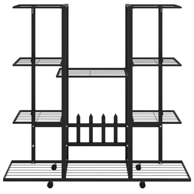 Berkfield Home Durable Flower Stand with Wheels 94.5x24.5x91.5 cm Black Iron - image 1
