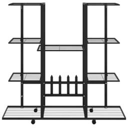 Berkfield Home Durable Flower Stand with Wheels 94.5x24.5x91.5 cm Black Iron - thumbnail 1