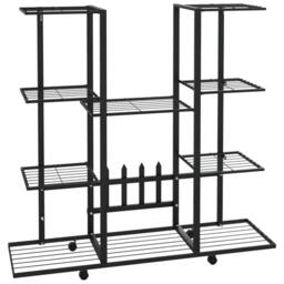 Berkfield Home Durable Flower Stand with Wheels 94.5x24.5x91.5 cm Black Iron - thumbnail 3