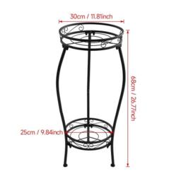 KORVIXA 2 Tier Metal Plant Stand Living Room in Black - Size: 100 cm - thumbnail 2