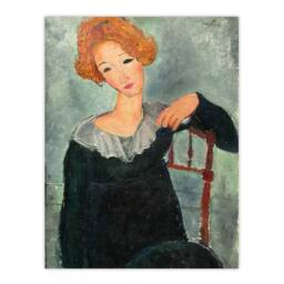Artery8 Amedeo Modigliani Framed Wall Art Print Woman with Red Hair Portrait in Grey - Size: A4 - thumbnail 3