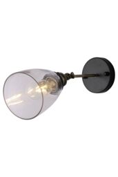 Living and Home 14cm W x 16cm H Industrial 1-Light Armed Sconce with Clear Glass Shade in Black - Size: 14 cm W x 16 cm H - thumbnail 4