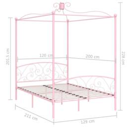 Berkfield Home Canopy Bed Frame Pink Metal 120x200 cm - Size: Small Double - thumbnail 6