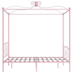 Berkfield Home Canopy Bed Frame Pink Metal 120x200 cm - Size: Small Double - thumbnail 4