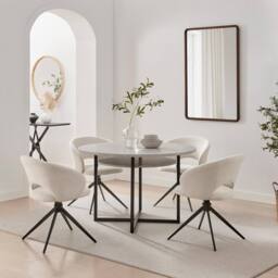 FurnitureboxUK 2x Anika Fabric Swivel Dining Chairs in Cream - thumbnail 5