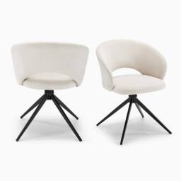 FurnitureboxUK 2x Anika Fabric Swivel Dining Chairs in Cream - thumbnail 7