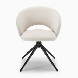 FurnitureboxUK 2x Anika Fabric Swivel Dining Chairs in Cream - thumbnail 8