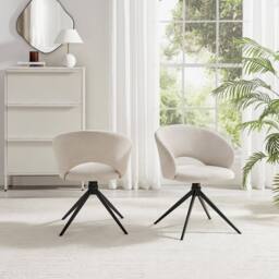 FurnitureboxUK 2x Anika Fabric Swivel Dining Chairs in Cream - thumbnail 4