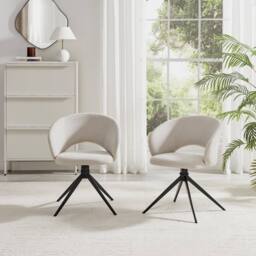 FurnitureboxUK 2x Anika Fabric Swivel Dining Chairs in Cream - thumbnail 3
