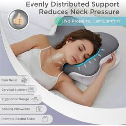 FLAVORA Orthopedic Memory Foam Pillow in Grey - Size: Cot - thumbnail 3