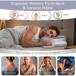 FLAVORA Orthopedic Memory Foam Pillow in Grey - Size: Cot - thumbnail 5