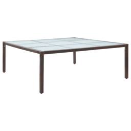 Berkfield Home Garden Dining Table Brown 200x200x74 cm Poly Rattan - Size: 200 x 200 x 74 cm - thumbnail 2