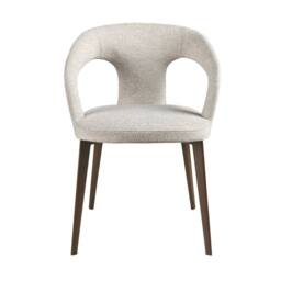 Angel Cerda Off-White Fabric Dining Chair with Armrests Model - thumbnail 2