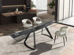 Angel Cerda Off-White Fabric Dining Chair with Armrests Model - thumbnail 4