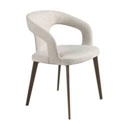 Angel Cerda Off-White Fabric Dining Chair with Armrests Model