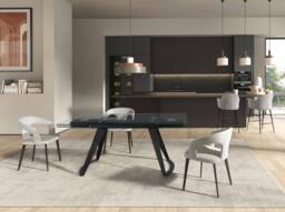 Angel Cerda Off-White Fabric Dining Chair with Armrests Model - thumbnail 6