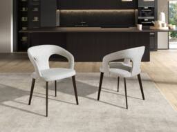 Angel Cerda Off-White Fabric Dining Chair with Armrests Model - thumbnail 3