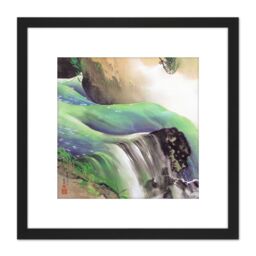 Artery8 Yamamoto Shunkyo Spring Mountain Painting 8X8 Inch Square Wooden Framed Wall Art Print Picture with Mount in Black - thumbnail 1