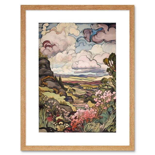"Artery8 Wall Art Print A Wild Scottish Landscape on a Cloudy Day Artwork Framed 9X7 Inch in Beige - Size: W7"" x H9""" - image 1