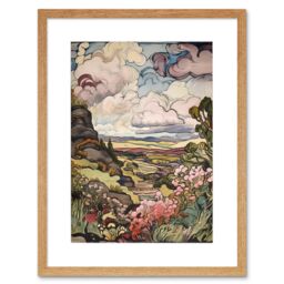 "Artery8 Wall Art Print A Wild Scottish Landscape on a Cloudy Day Artwork Framed 9X7 Inch in Beige - Size: W7"" x H9""" - thumbnail 1