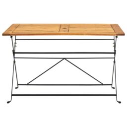 Berkfield Home Folding Garden Table 120x70x74 cm Solid Acacia Wood in Brown - Size: 120 x 70 x 74 cm - thumbnail 2