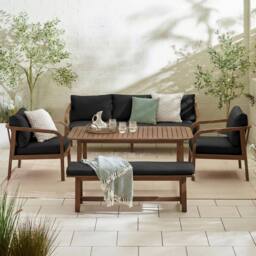 FurnitureboxUK Lydiard Solid Wood 8 Seat Garden Dining Set in Walnut - thumbnail 6