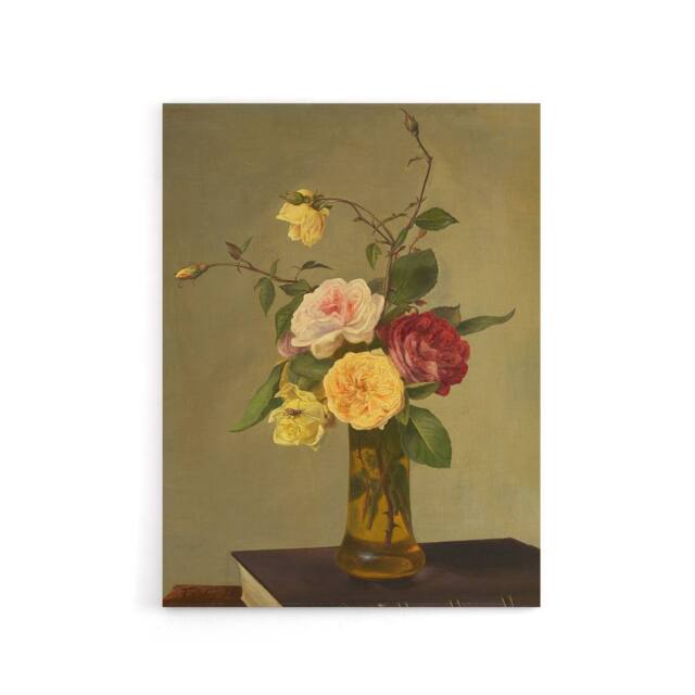 "Artery8 Still Life Bouquet Roses in a Vase Latour Canvas Wall Art - Size: W18"" x H24""" - image 1