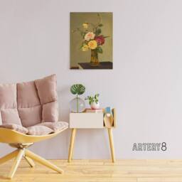 "Artery8 Still Life Bouquet Roses in a Vase Latour Canvas Wall Art - Size: W18"" x H24""" - thumbnail 3