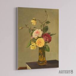 "Artery8 Still Life Bouquet Roses in a Vase Latour Canvas Wall Art - Size: W18"" x H24""" - thumbnail 2