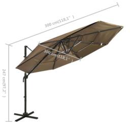 Berkfield Home Harmful 4-Tier Parasol with Aluminium Pole Taupe 3x3 m - thumbnail 8
