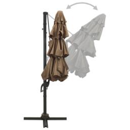 Berkfield Home Harmful 4-Tier Parasol with Aluminium Pole Taupe 3x3 m - thumbnail 5