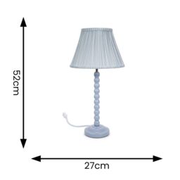ValueLights Bobbins Powder Blue Table Lamp with Tapered Fabric Pleasted Shade & LED Bulb in Pale Blue - thumbnail 6