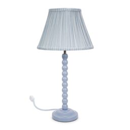 ValueLights Bobbins Powder Blue Table Lamp with Tapered Fabric Pleasted Shade & LED Bulb in Pale Blue - thumbnail 2