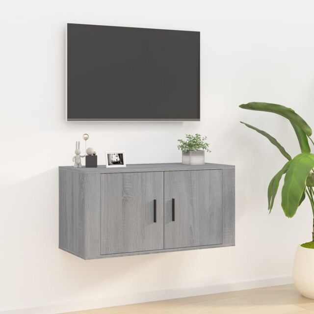 Berkfield Home Wall Mounted TV Cabinet Grey Sonoma 80x34.5x40 cm - image 1
